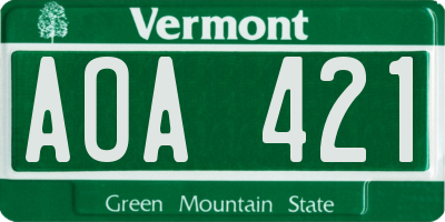 VT license plate AOA421
