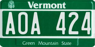 VT license plate AOA424