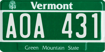 VT license plate AOA431