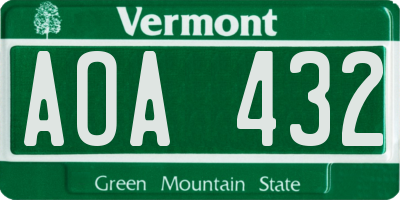 VT license plate AOA432