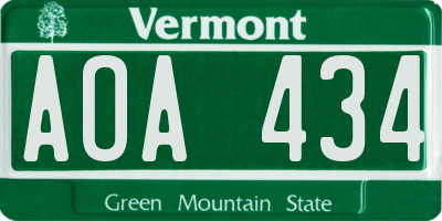 VT license plate AOA434