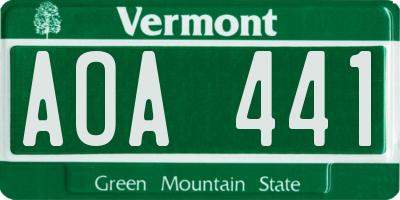 VT license plate AOA441