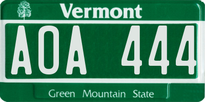 VT license plate AOA444