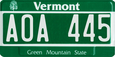 VT license plate AOA445