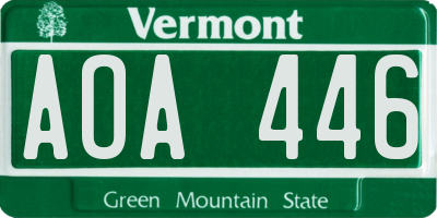 VT license plate AOA446