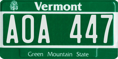 VT license plate AOA447