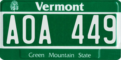 VT license plate AOA449