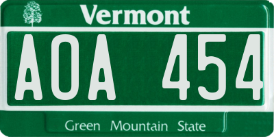 VT license plate AOA454