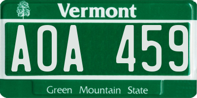 VT license plate AOA459