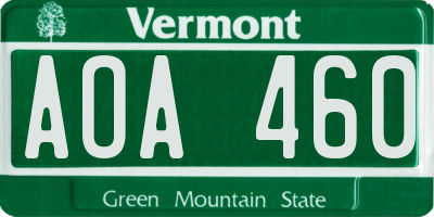 VT license plate AOA460
