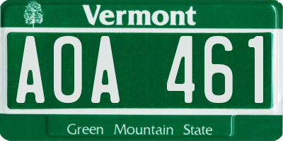 VT license plate AOA461