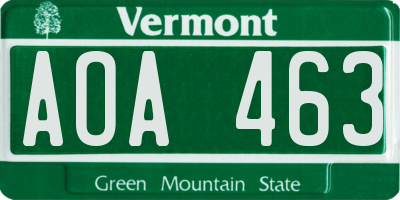 VT license plate AOA463
