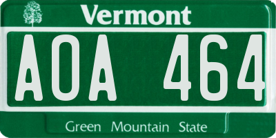 VT license plate AOA464
