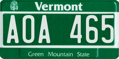 VT license plate AOA465
