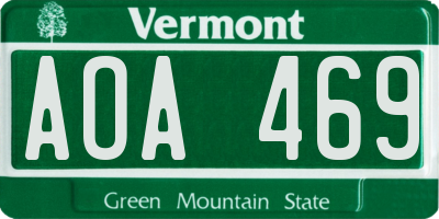 VT license plate AOA469