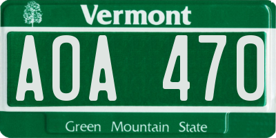 VT license plate AOA470