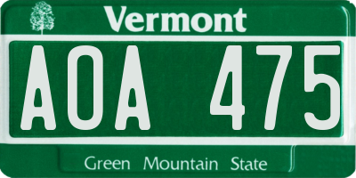 VT license plate AOA475
