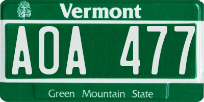 VT license plate AOA477