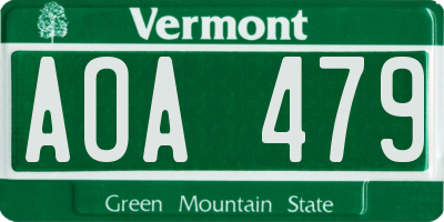 VT license plate AOA479