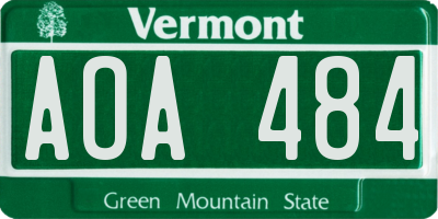 VT license plate AOA484