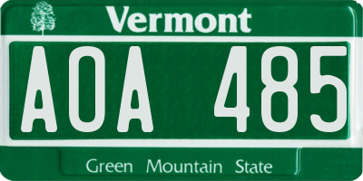 VT license plate AOA485