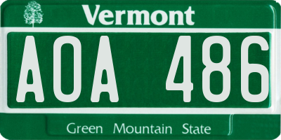 VT license plate AOA486