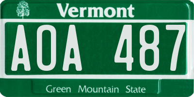 VT license plate AOA487