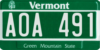 VT license plate AOA491