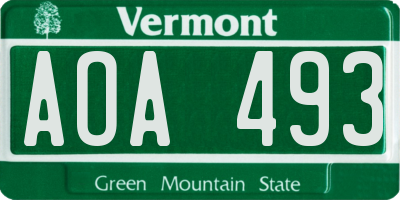 VT license plate AOA493