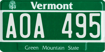 VT license plate AOA495