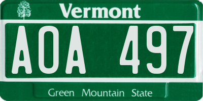 VT license plate AOA497