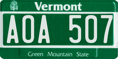 VT license plate AOA507