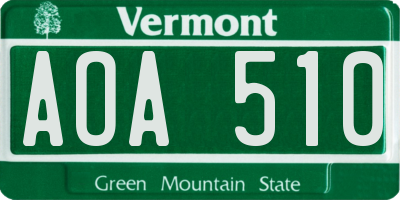 VT license plate AOA510