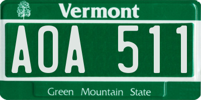 VT license plate AOA511