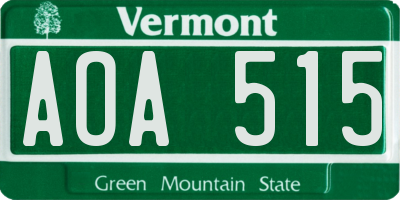VT license plate AOA515