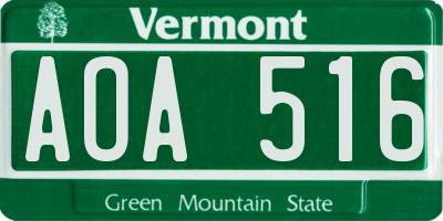 VT license plate AOA516