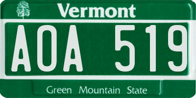 VT license plate AOA519