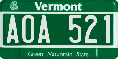 VT license plate AOA521
