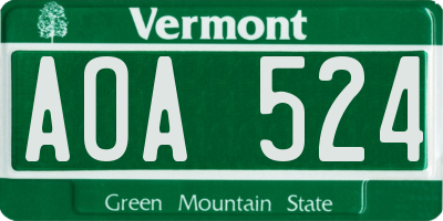 VT license plate AOA524