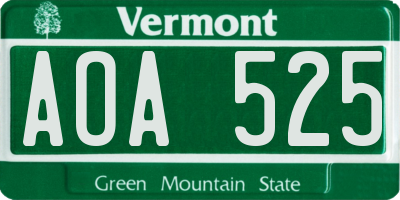 VT license plate AOA525
