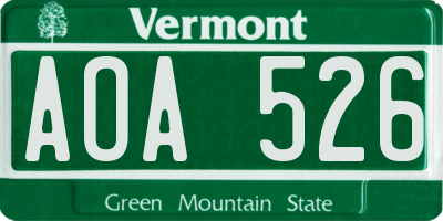 VT license plate AOA526