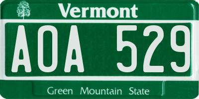 VT license plate AOA529