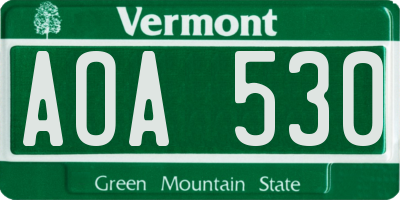 VT license plate AOA530
