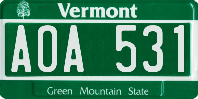 VT license plate AOA531