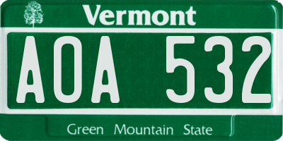 VT license plate AOA532