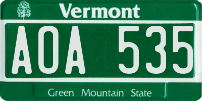 VT license plate AOA535