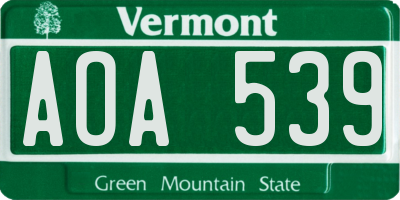 VT license plate AOA539