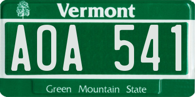 VT license plate AOA541