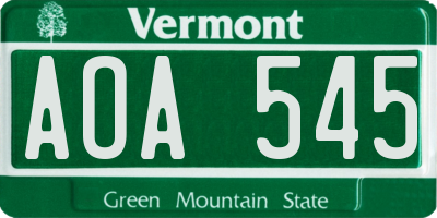 VT license plate AOA545