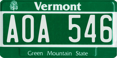 VT license plate AOA546